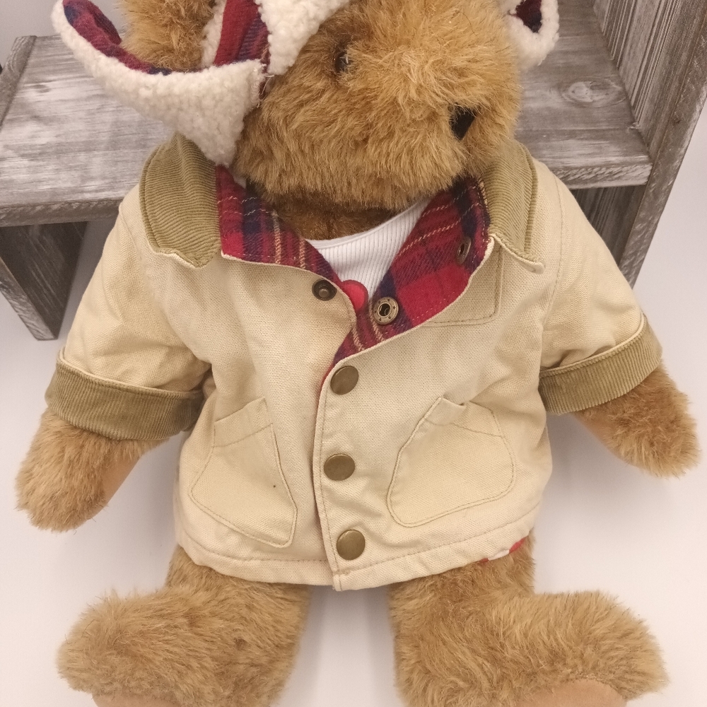 Vermont Teddy Bear, Jointed 16" w/LL Bean Winter Hat/Coat and Valentine's Outfit